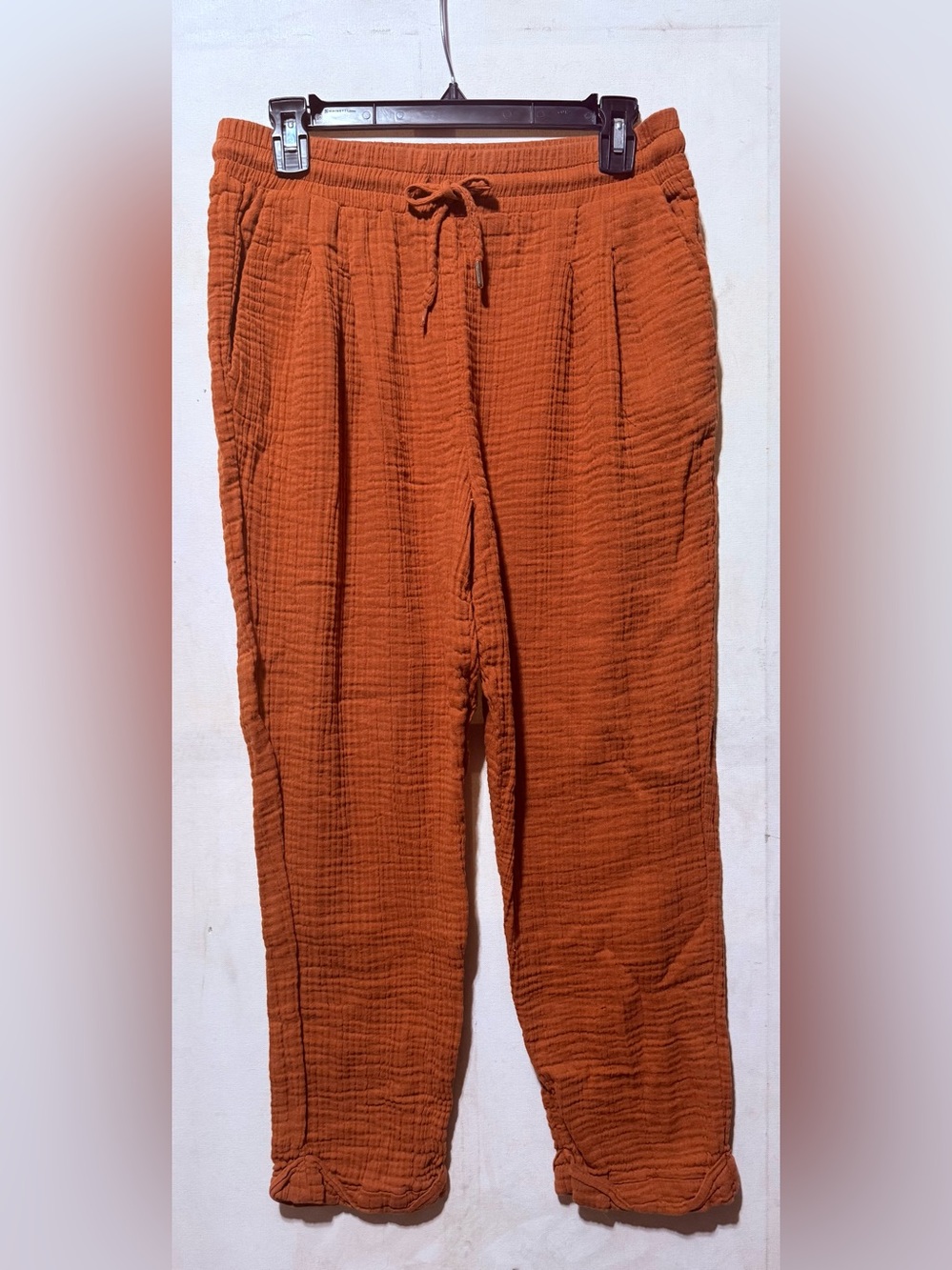 Women's Straight-Leg Lightweight Pull-On Pants in Rust Orange by Elam